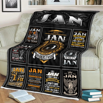 JAN Personalized Blanket | Custom Name Cozy Throw Gift 13K1-BK2
