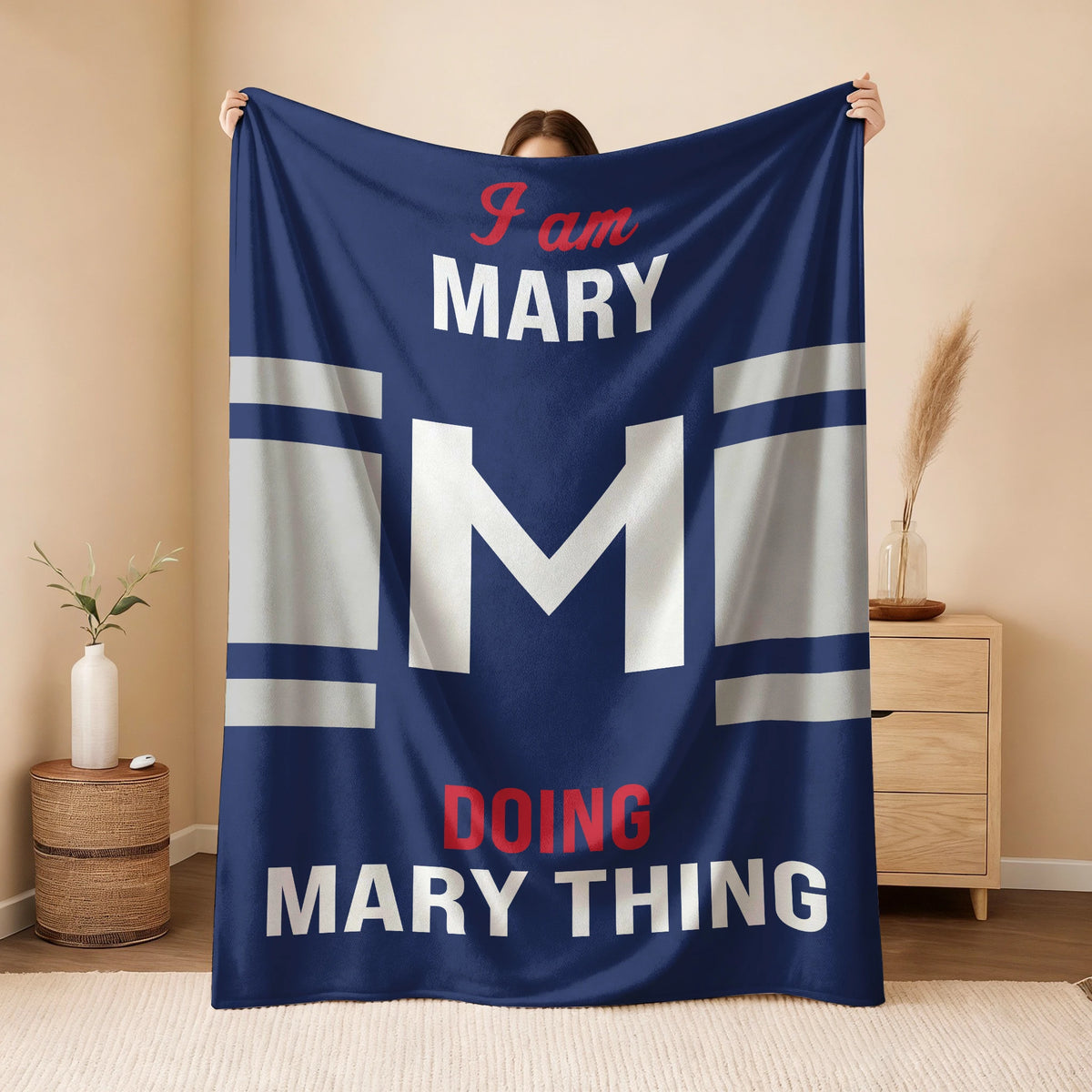 I'm Name Doing Name Things Navy Fleece Blanket MARY 13K1 BK51