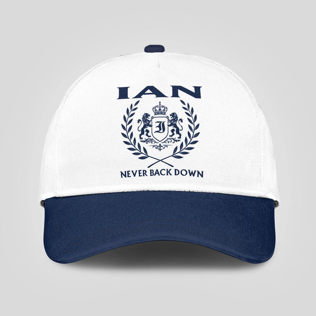 Never Back Down Blue And White Cap IAN 13K1 C59PF