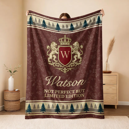Not Perfect But Limited Edition Burgundy Pine Tree Fleece Blanket WATSON 13K1 BK41