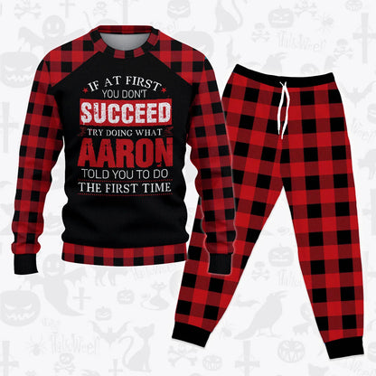 AARON Buffalo Plaid Pajamas Set Sweater & Pants 13K1-EV2