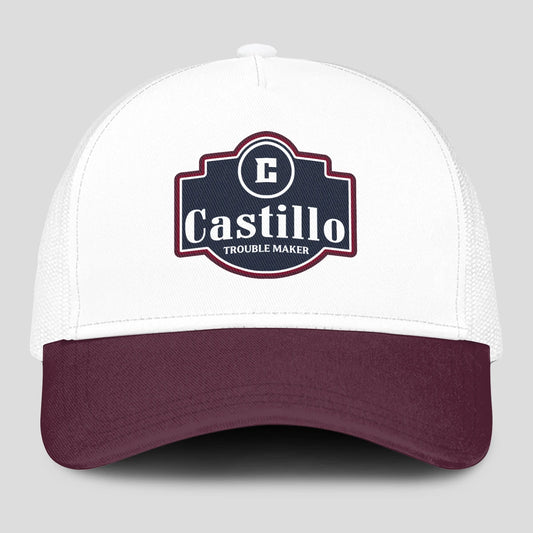Trouble Maker Burgundy And White Funny Mesh Cap CASTILLO 13K1 C201PF