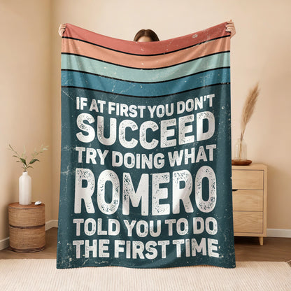 If At First You Don’t Succeed Retro Green Fleece Blanket ROMERO 13K1 BK29