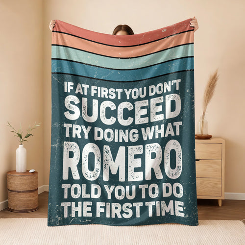 If At First You Don’t Succeed Retro Green Fleece Blanket ROMERO 13K1 BK29