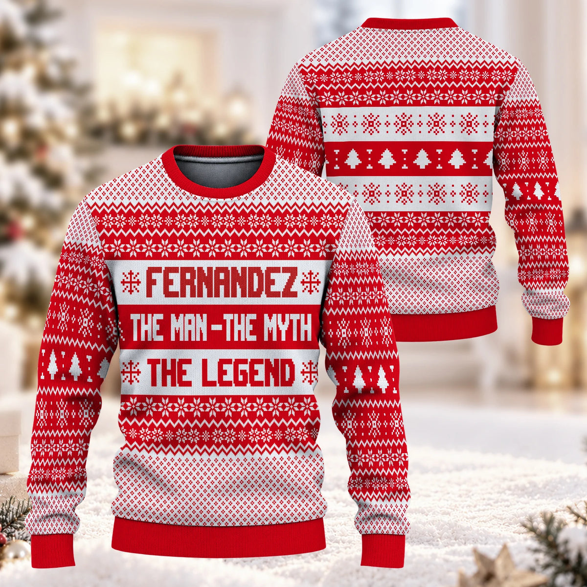 The Man The Myth The Legend Red Christmas Ugly Sweater FERNANDEZ 13K1 UG04