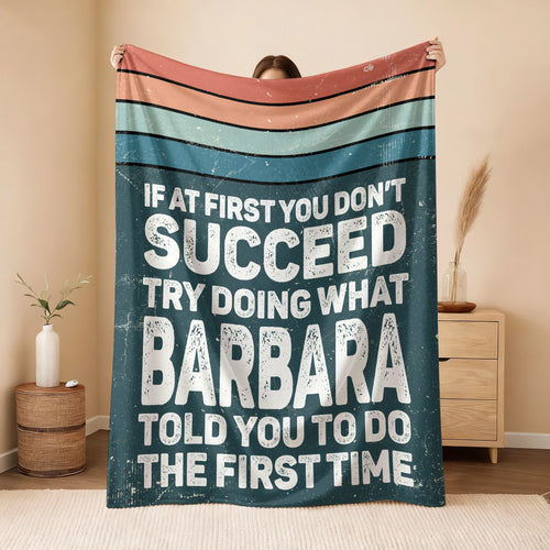 If At First You Don’t Succeed Retro Green Fleece Blanket BARBARA 13K1 BK29