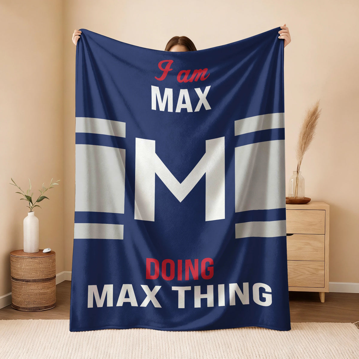 I'm Name Doing Name Things Navy Fleece Blanket MAX 13K1 BK51
