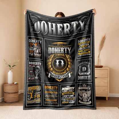 DOHERTY Personalized Blanket | Custom Name Cozy Throw Gift 13K5-BK2