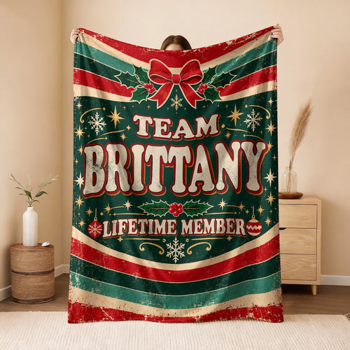 Team Your Name Lifetime Member Christmas Fleece Blanket BRITTANY 13K1 BK52