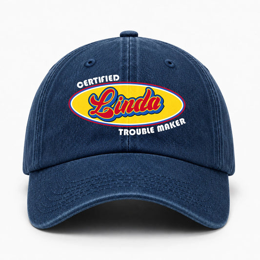 Certified Your Name Trouble Maker Washed Cap LINDA 13K1 C73PF