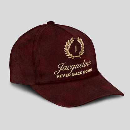 Never Back Down Golden Olive Burgundy Cap JACQUELINE 13K1 C177PF