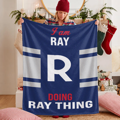 I'm Name Doing Name Things Navy Fleece Blanket RAY 13K1 BK51