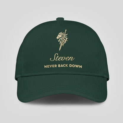 Never Back Down Lion And Sword Sage Green Cap STEVEN 13K1 C178PF