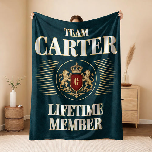 Team Your Name Lifetime Member Sage Green Fleece Blanket CARTER 13K1 BK42