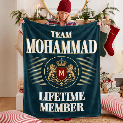 Team Your Name Lifetime Member Sage Green Fleece Blanket MOHAMMAD 13K1 BK42