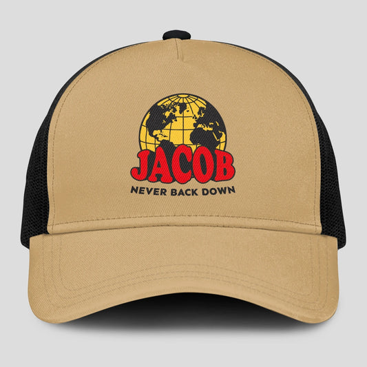 Never Back Down World Logo Khaki Mesh Cap JACOB 13K1 C212PF