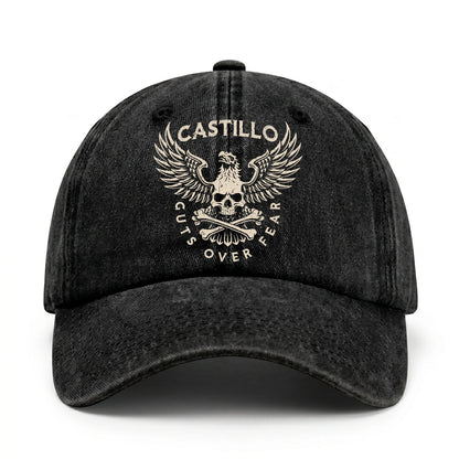 Your Name Guts Over Fear With Eagle And Skull Washed Cap CASTILLO 13K1 C75PF