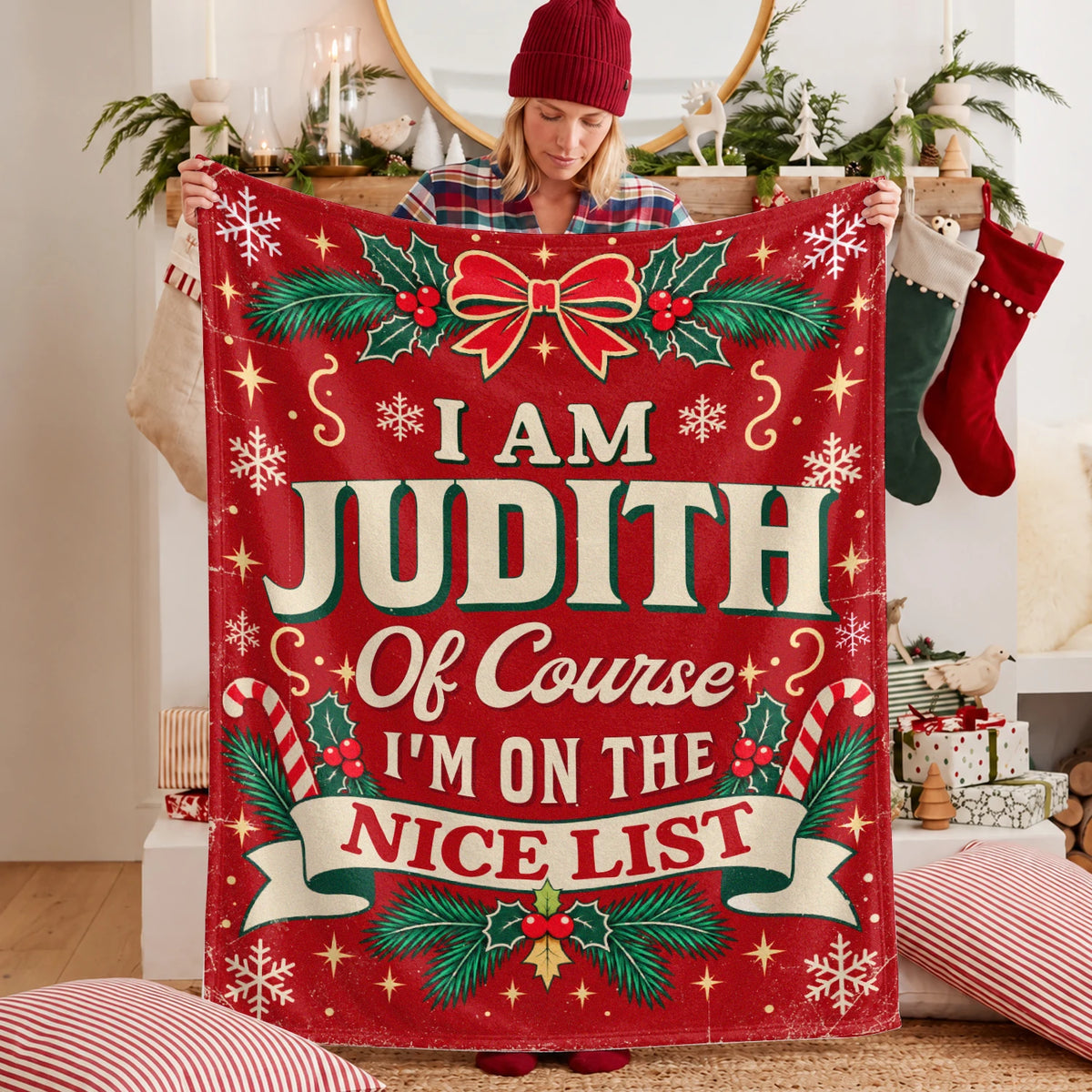 I'm Name Of Course I'm On The Nice List Christmas Fleece Blanket JUDITH 13K1 BK56