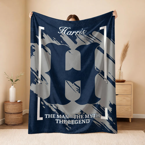 The Man The Myth The Legend Navy Baseball Fleece Blanket HARRIS 13K1 BK17