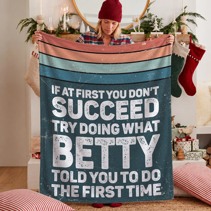 If At First You Don’t Succeed Retro Green Fleece Blanket BETTY 13K1 BK29