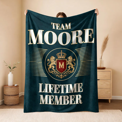 Team Your Name Lifetime Member Sage Green Fleece Blanket MOORE 13K1 BK42