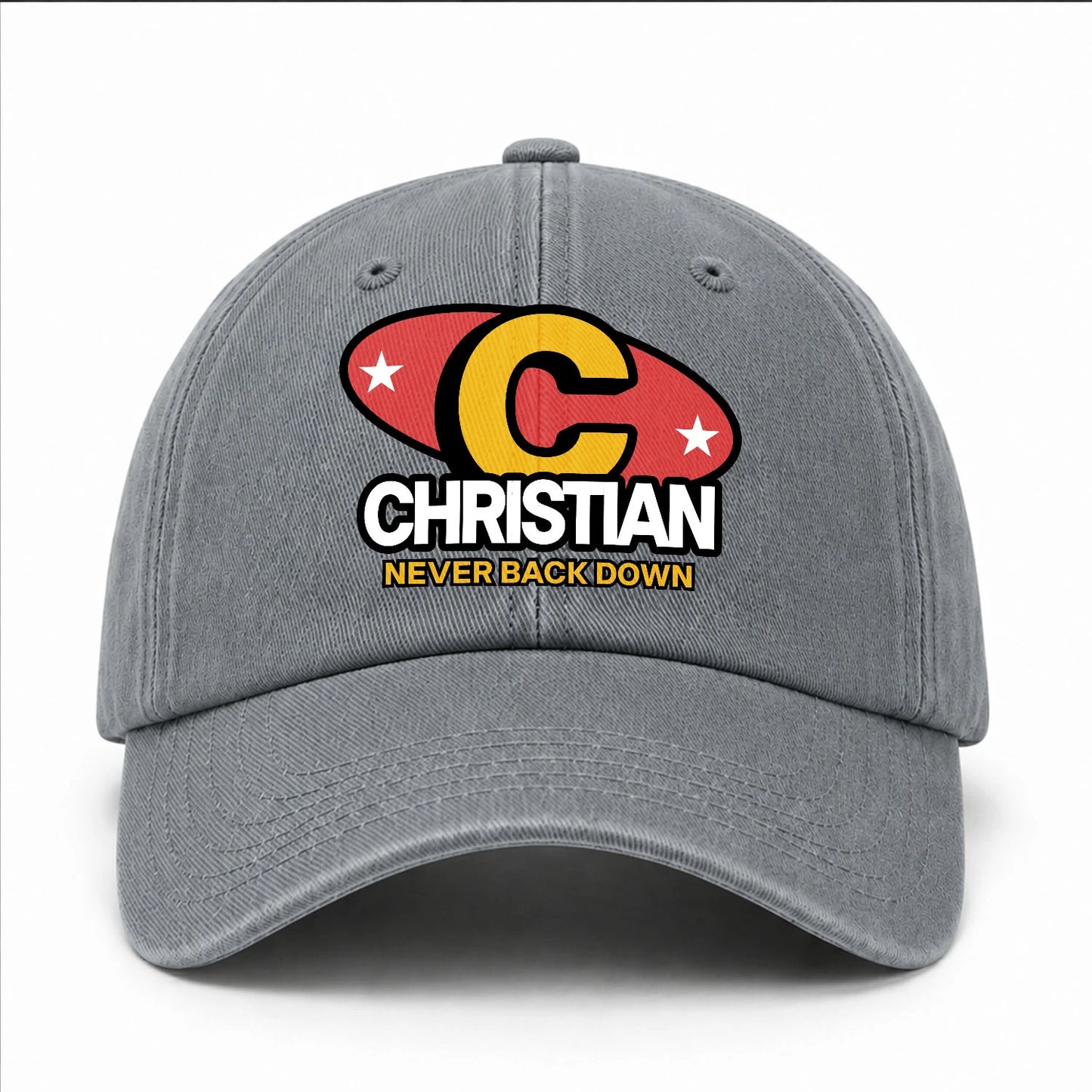 Never Back Down With Your Name And Initial Letter Washed Cap CHRISTIAN 13K1 C82PF