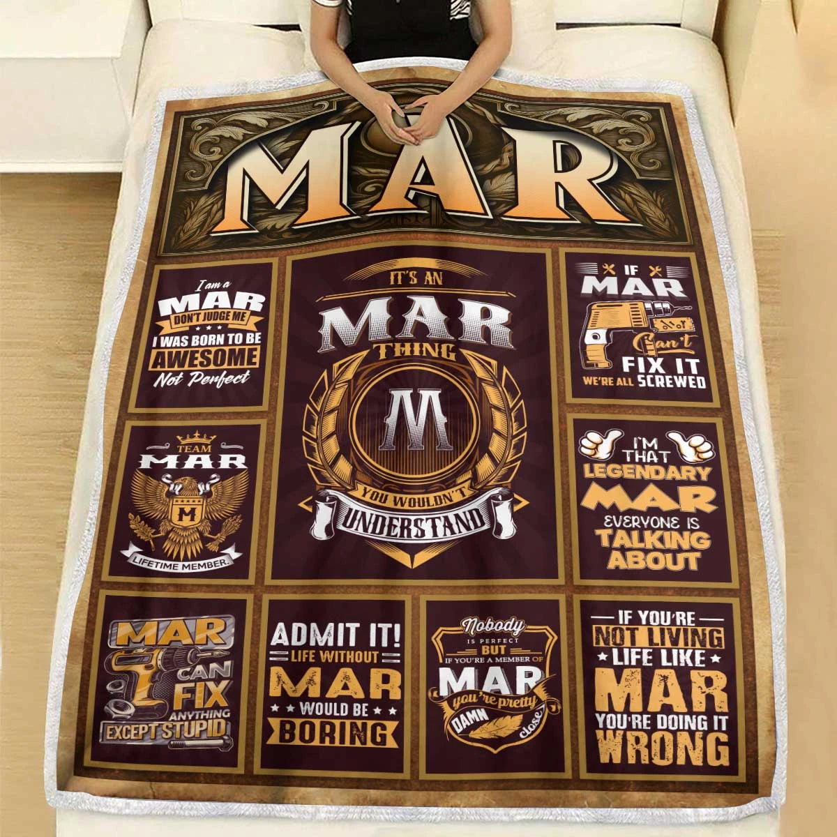 MAR Personalized Blanket | Custom Name Cozy Throw Gift 13K1-BK4