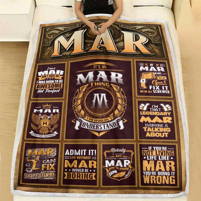 MAR Personalized Blanket | Custom Name Cozy Throw Gift 13K1-BK4