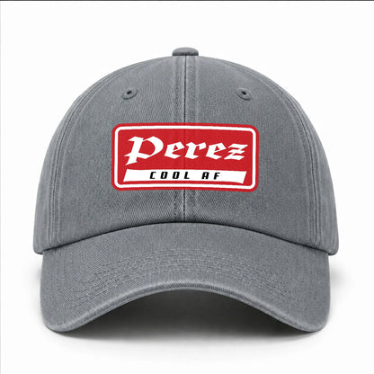 Your Name Cool Af Red Logo Funny Washed Cap PEREZ 13K1 C79PF