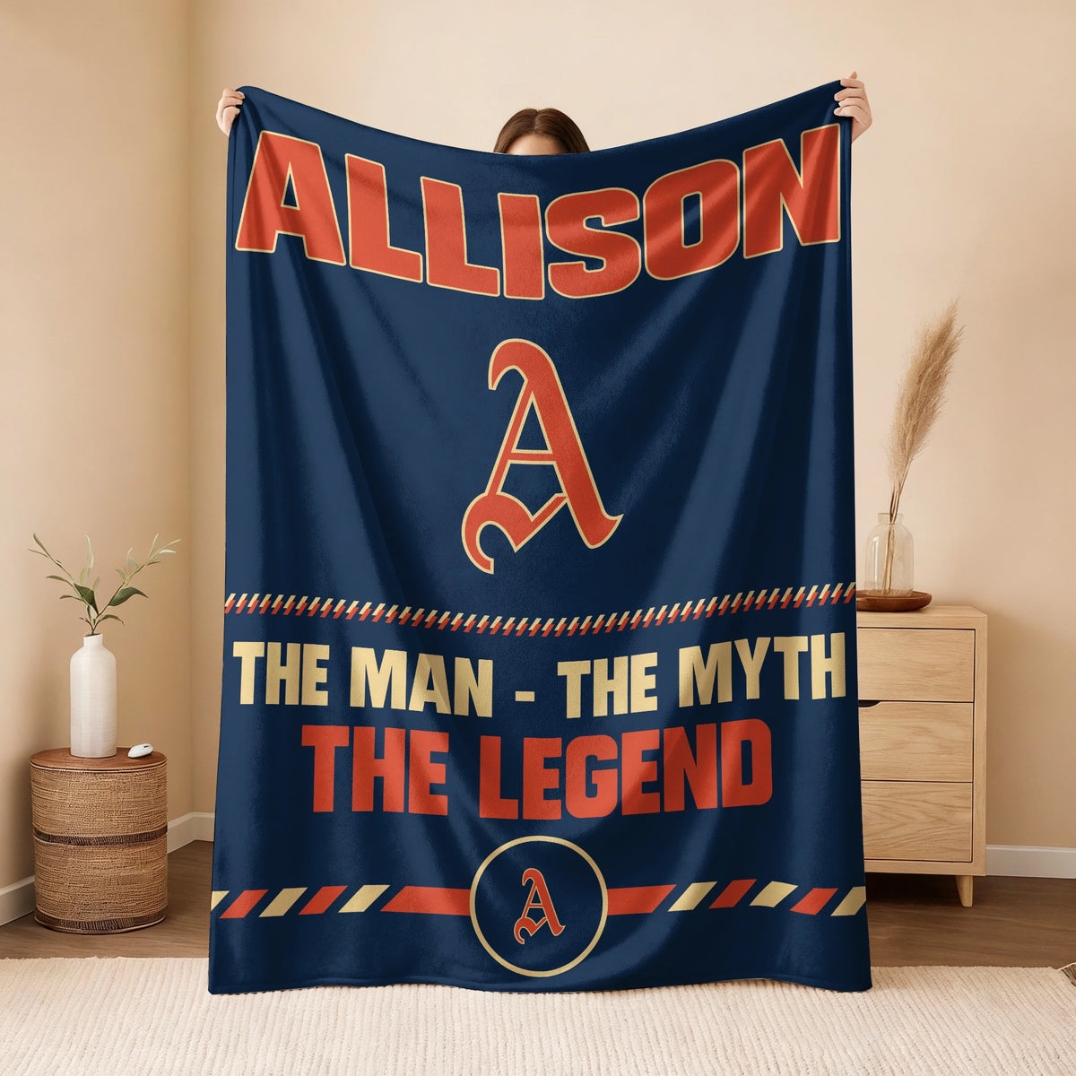 The Man The Myth The Legend Retro Fleece Blanket ALLISON 13K1 BK53