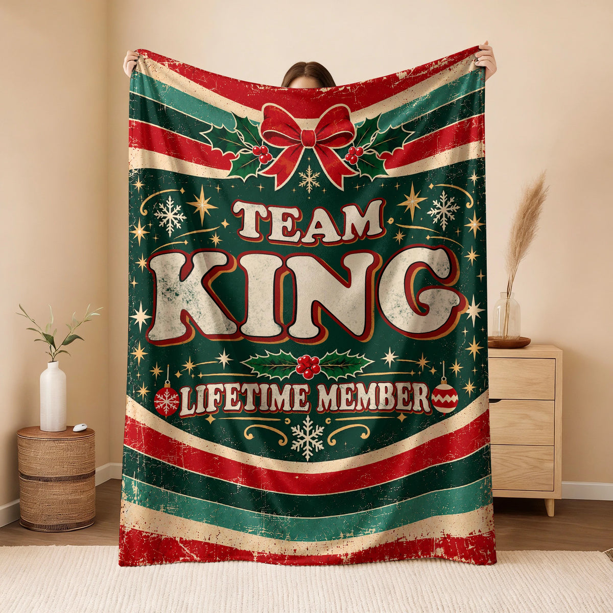 Team Your Name Lifetime Member Christmas Fleece Blanket KING 13K1 BK52
