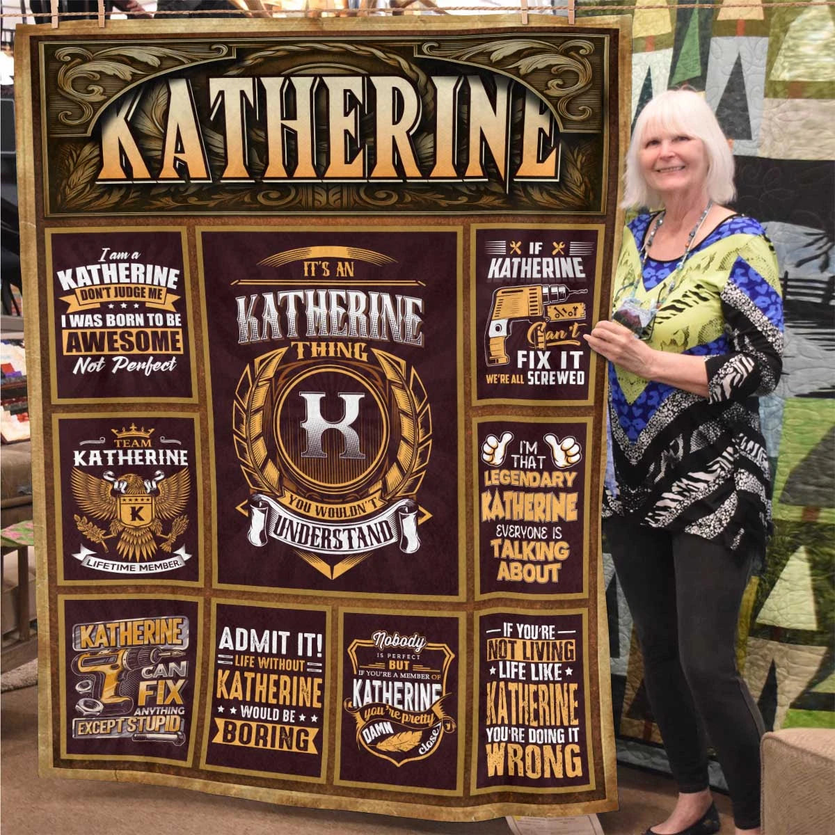 KATHERINE Personalized Blanket | Custom Name Cozy Throw Gift 13K1-BK4