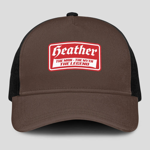 The Man The Myth The Legend Red Logo Brown Mesh Cap HEATHER 13K1 C203PF
