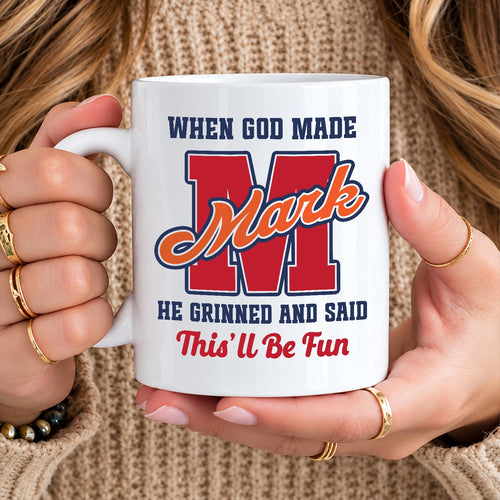 When God Made Your Name Personalized Baseball Mug MARK 13K1 MG07