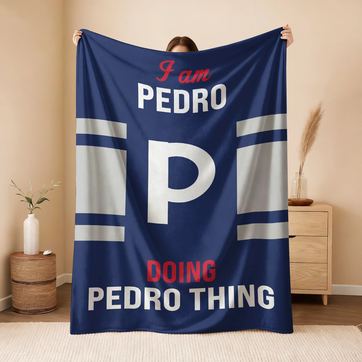 I'm Name Doing Name Things Navy Fleece Blanket PEDRO 13K1 BK51