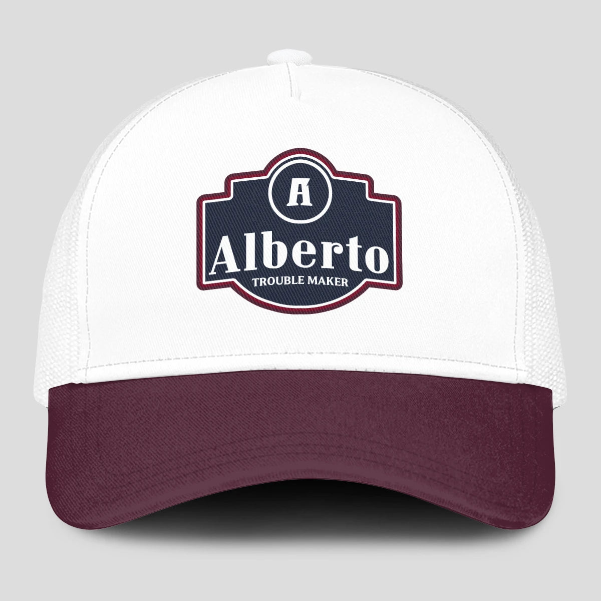 Trouble Maker Burgundy And White Funny Mesh Cap ALBERTO 13K1 C201PF