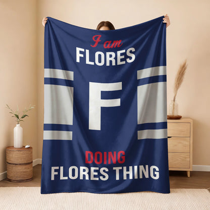 I'm Name Doing Name Things Navy Fleece Blanket FLORES 13K1 BK51