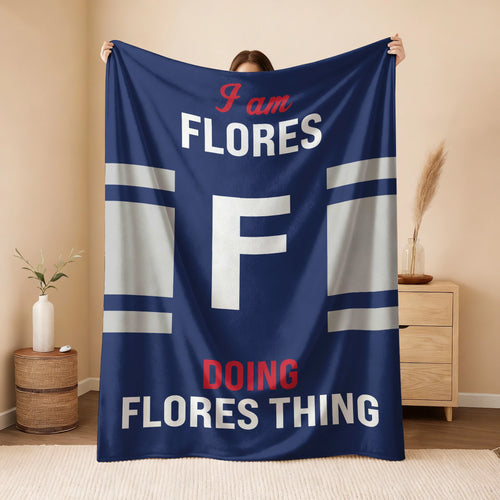 I'm Name Doing Name Things Navy Fleece Blanket FLORES 13K1 BK51