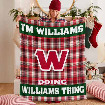 I'm Name Doing Name Things Red Plaid Fleece Blanket WILLIAMS 13K1 BK49
