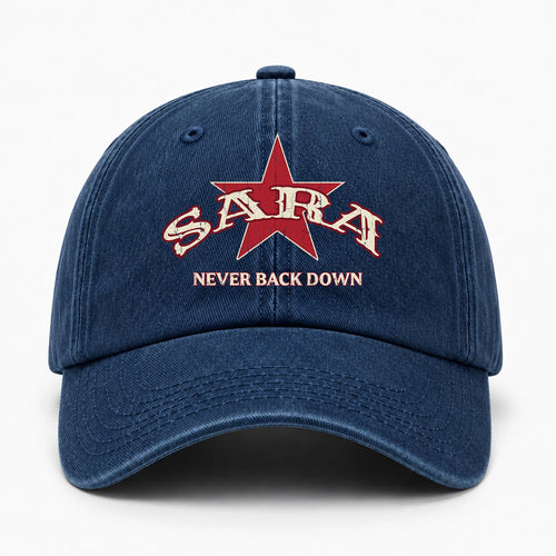 Never Back Down Western Blue Denim Cap SARA 13K1 C61PF