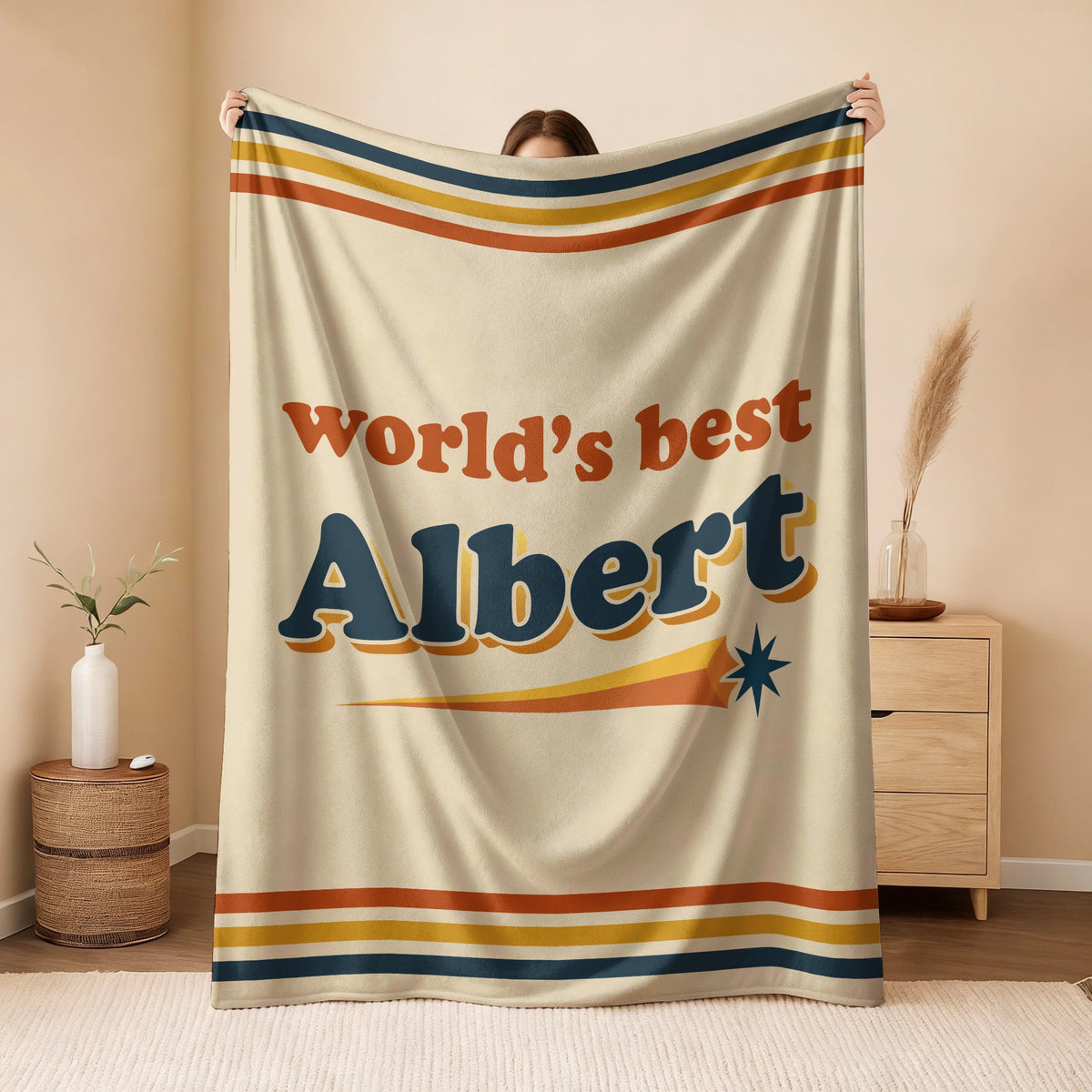 World's Best Your Name Retro Fleece Blanket ALBERT 13K1 BK64