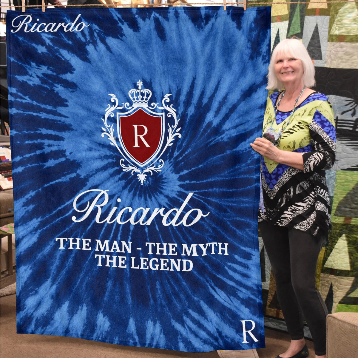 The Man The Myth The Legend Blue Waves Fleece Blanket RICARDO 13K1 BK11