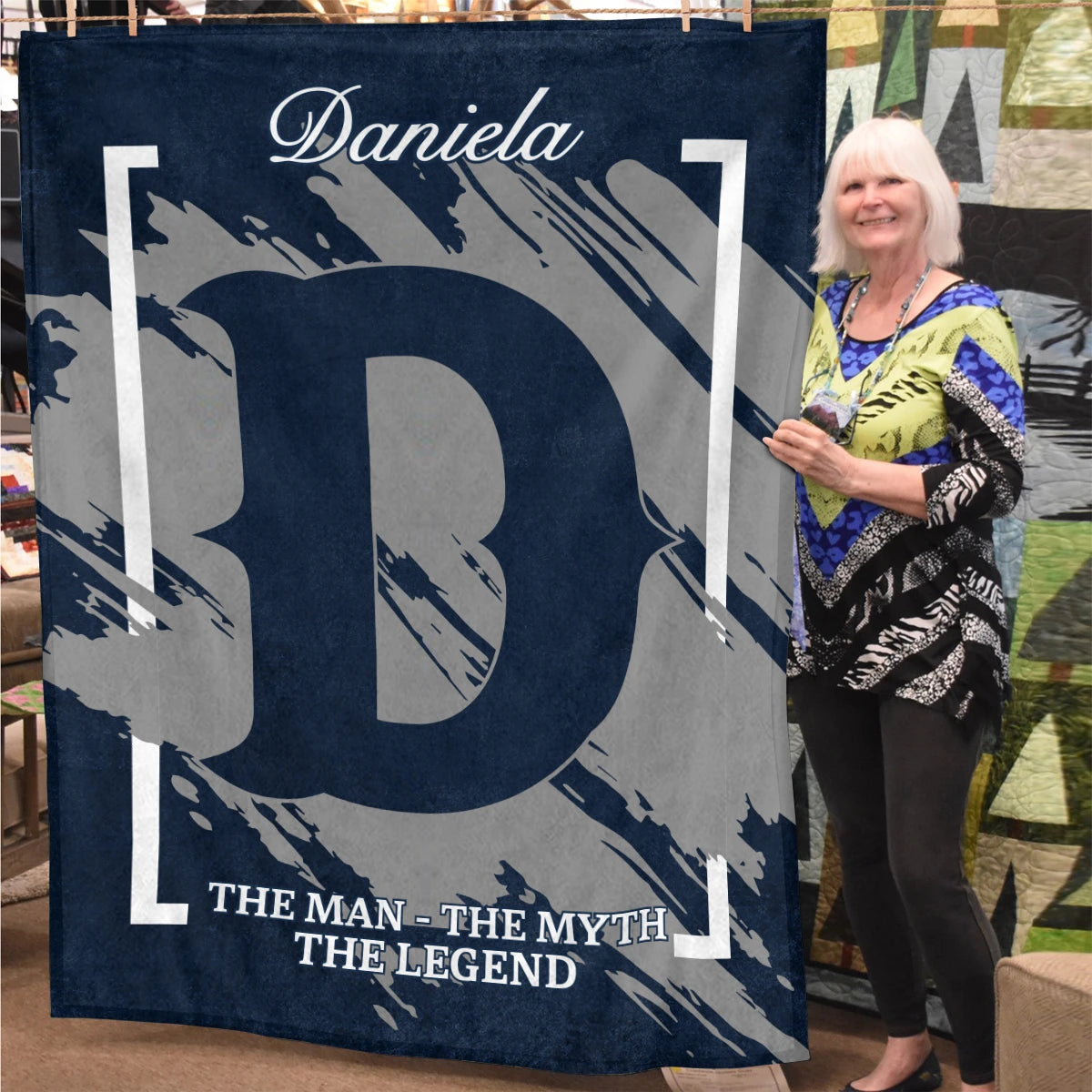 The Man The Myth The Legend Navy Baseball Fleece Blanket DANIELA 13K1 BK17