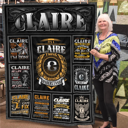 CLAIRE Personalized Blanket | Custom Name Cozy Throw Gift 13K1-BK2