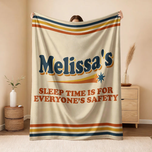 Your Name's Sleep Time Funny Retro Fleece Blanket MELISSA 13K1 BK67