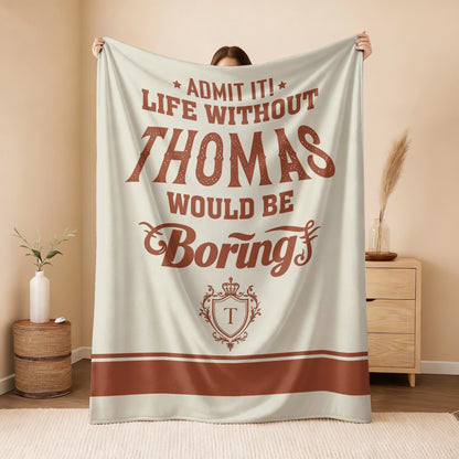 Life Without Your Name Would Be Boring Cream Terracotta Blanket THOMAS 13K1 BK24