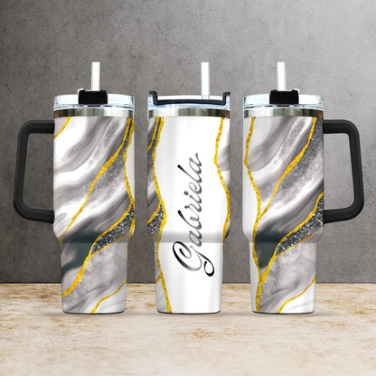 GABRIELA 40oz Personalized Tumbler Cup with Straw | Custom Stainless Steel Mug 13K1-TB1