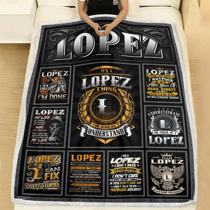 LOPEZ Personalized Blanket | Custom Name Cozy Throw Gift 13K1-BK2