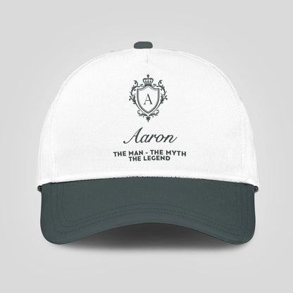 The Man The Myth The Legend Elegant Gray And White Cap AARON 13K1 C170PF
