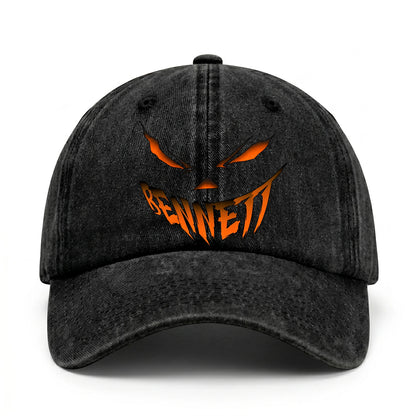 Your Name Jack O' Lantern Halloween Washed Cap BENNETT 13K1 C100PF